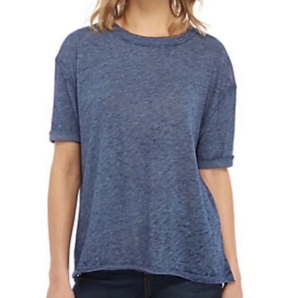 Free People Tops - Free People, We The Free, Cassidy Tee Blue Cuffed Short Sleeve